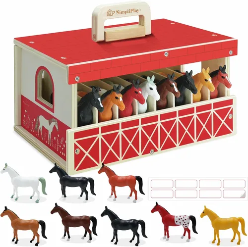 Vista 8 de Juego estable de madera del unicornio, establo del caballo