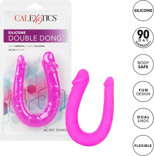 Vista 3 de CalExotics Silicona doble Dong AC/DC Dong - Rosa