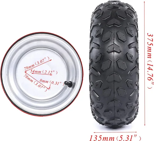 Vista 4 de MOTOTPR 6 "145x70-6 Llanta de rueda de rueda eje de dirección para ATV Go Kart Quad Buggy
