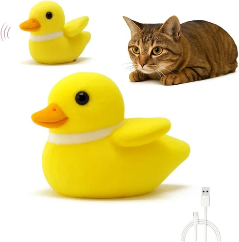 Vista 8 de Juguete interactivo de pingüino para gatos, juguete recargable con alas aleteadas con hierba gatera, alas de batir automáticas, divertido juguete