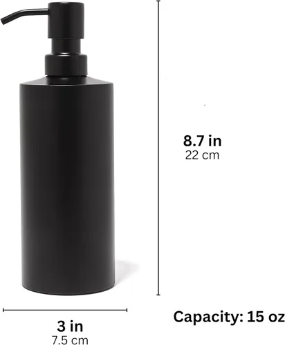 Vista 6 de Dispensador de Jabón Negro de Yew Design de Acero Inoxidable para Fregadero de Baño y Cocina, Bomba Dispensadora Redonda Resistente a la Oxidación