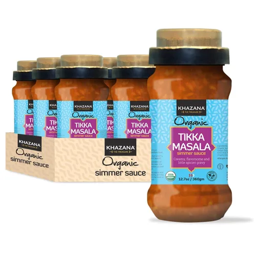 Vista 11 de Khazana Salsa a fuego lento de pollo con mantequilla orgánica, tarro de 12.7 onzas, sin OMG, vegano, sin gluten, kosher, auténticas comidas indias