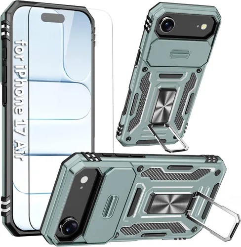 Vista 13 de Funda compatible con iPhone17 Pro con soporte, cubierta de cámara y protector de pantalla HD, doble capa a prueba de golpes, protección contra