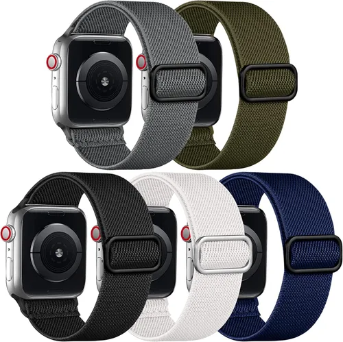 Vista 19 de Adorve - Correa elástica compatible con correas de Apple Watch para hombres Negro/Rosa arena/Verde pino/Starlight/Leopardo