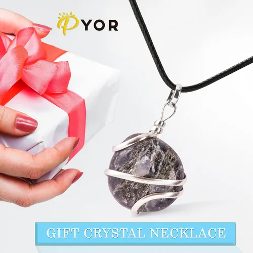 Vista 32 de PYOR Collar con colgante curativo de Reiki de cristal, gemas de buena suerte, prosperidad, riqueza, piedras preciosas naturales, collares de buena
