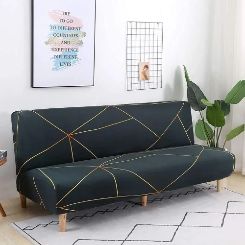 Vista 2 de ele ELEOPTION Funda para sofá cama sin brazos, elástica, funda para futón plegable, fundas para sofá cama de tamaño completo, protector de muebles