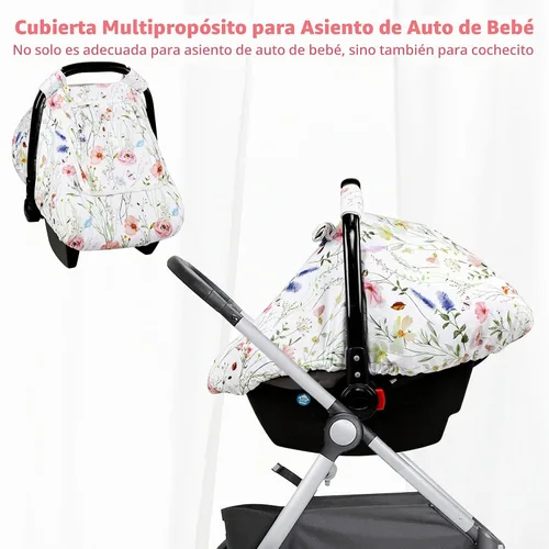 Vista 3 de Funda de asiento de automóvil para bebé, antipatadas, toldo cálido de Minky para asiento de automóvil con ventana de malla, cubierta multiusos que