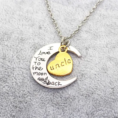 Vista 5 de SEniutarm Collares para mujeres y niñas I Love You tallada letra luna amor corazón colgante collar de joyería familiar regalo colgante cadena