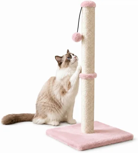 Vista 14 de Dimaka - Poste rascador para gatos de 34 pulgadas de alto, con cuerda de sisal y cubierto con suave felpa suave, rascador vertical