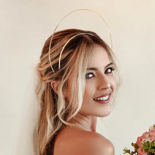 Vista 5 de FOMIYES Tocado dorado para boda de ángel, accesorios de material metálico para mujer