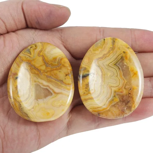 Vista 3 de Fekuar Piedra Natural de Ágata Loca para Pulgar, Piedra de Preocupación Tallada a Mano en Forma de Lágrima, Piedras de Bolsillo para Aliviar