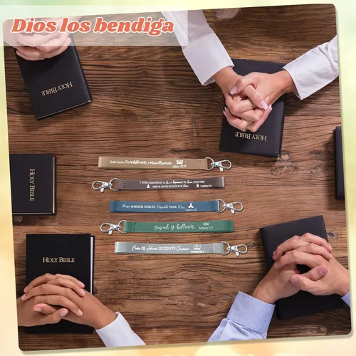 Vista 5 de 45 llaveros cristianos a granel inspiradores con versículos bíblicos, llaveros de poliéster con escritura, regalos de fiesta religiosa