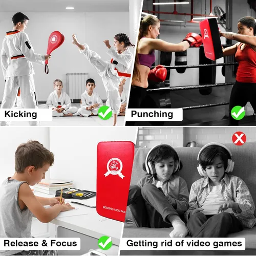 Vista 5 de 3-in-1 Boxing Pad Set –Focus Punching Mitts, Martial Arts Target Training Paddle and Kicking Pad for Kickboxing Taekwondo Karate MMA, Boxing