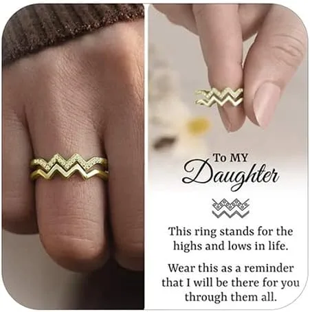 Vista 10 de Regalos para hija de mamá, anillo de circón de doble onda, anillos de madre e hija, artículos de moda, regalos de cumpleaños, Navidad, 2025