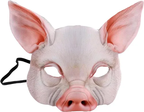 Vista 10 de Máscara de cerdo animal de media cara para Halloween, fiesta de disfraces, accesorios de cosplay