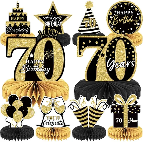Vista 10 de 10 piezas de decoración de cumpleaños número 30 para niñas y niños, centros de mesa de cumpleaños 30 para mesas, centros de mesa de feliz cumpleaños
