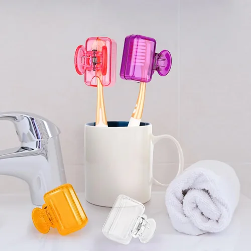 Vista 5 de Paquete de 4 fundas protectoras para cepillos de dientes de viaje, protector de cepillo de dientes, estuche protector de plástico portátil