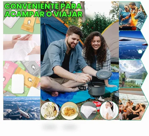 Vista 5 de QUALIALL Toallas comprimidas de alta calidad, paño portátil de algodón puro para acampar o viajar..