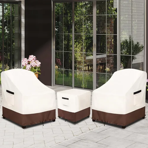 Vista 19 de Juego de 3 piezas de fundas para sillas de patio Adirondack, funda de muebles de patio impermeable de 600D resistente, incluye 2 fundas para sillas