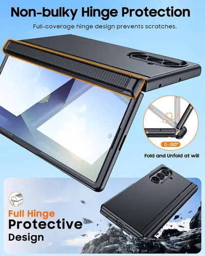 Vista 5 de CENMASO - Funda magnética para Samsung Galaxy Z Fold 7 con soporte, compatible con Magsafe, protección de bisagra, protector de pantalla, soporte
