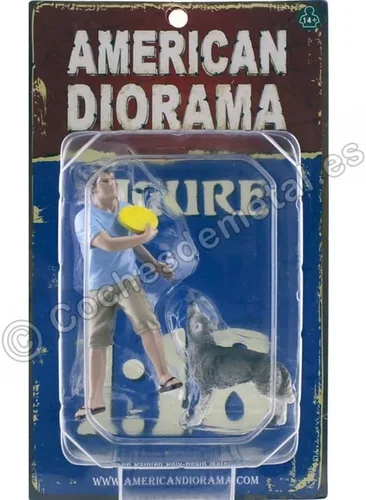 Vista 5 de American Diorama 23889 Figurine Hombre/Perro Escala 1:18 Azul/Amarillo/Verde