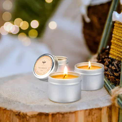 Vista 2 de DEYBBY Pure Beeswax - Juego de 4 velas de emergencia de cera de abeja, vela de lata de viaje natural sin perfume
