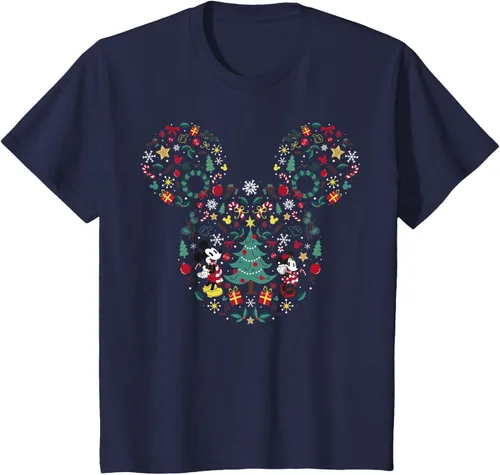 Vista 37 de Disney Mickey y Minnie Mashup Navideño Camiseta de Manga Corta Negro