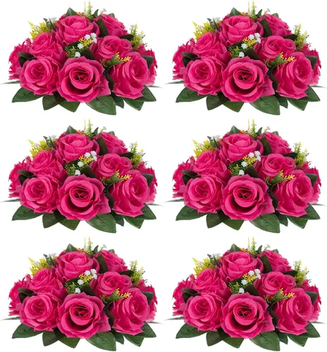 Vista 42 de NUPTIO Rosas Artificiales Negras Flores: Ramo de Flores Falsas Decoraciones de Halloween - 15 Cabezas Centros de Mesa de Rosas Artificiales con Base