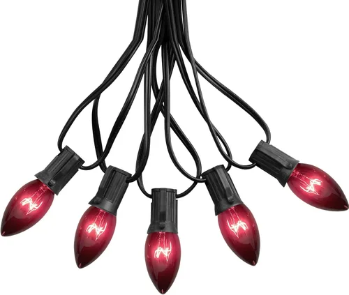 Vista 17 de Luces de Navidad blancas cálidas de 25 pies para exteriores, luces de Navidad blancas esmeriladas con 26 bombillas incandescentes (1 repuesto), luz