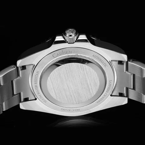 Vista 6 de CADISEN Reloj mecánico automático para hombre, reloj casual para hombre, correa de cuero, impermeable, zafiro