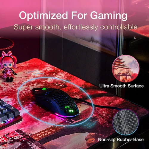Vista 3 de GUNMJO Cherry Blossom - Alfombrilla de mouse extendida para juegos, superficie ultra suave para control de mouse con precisión de píxeles, costuras