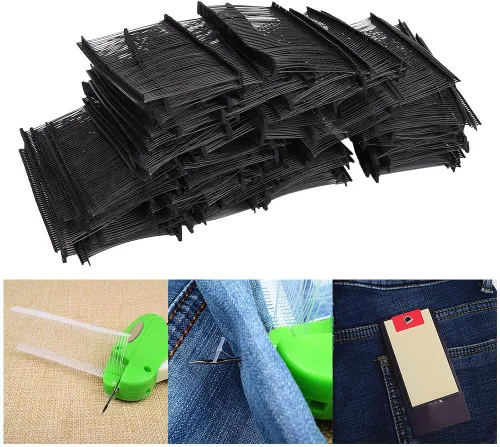 Vista 4 de 10000 Pieces Universal Durable PP Fabric Price Label Pin for Labor Gun Attachment, Black 15mm (50MM)