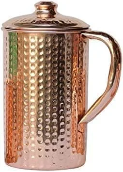 Vista 2 de Jarra de agua de cobre, sin juntas, a prueba de fugas, diseño martillado, 50.7 fl oz (paquete de 1)