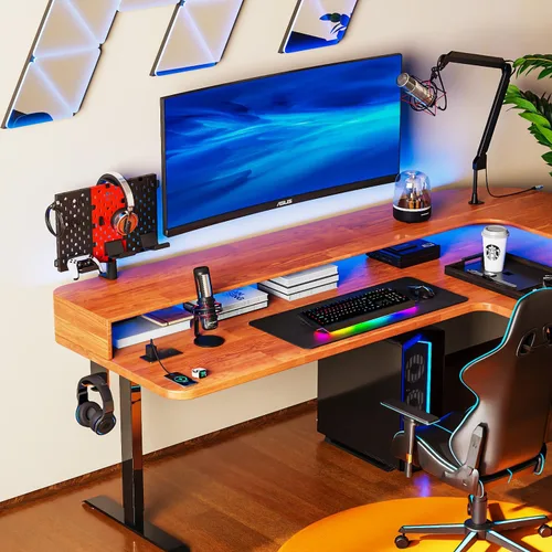 Vista 7 de PUTORSEN Headphone and Controller Holder for Desk, Rotatable DIY Modular Headphones Holder & Controller Stand with Cable Hooks, Clamped AboveUnder