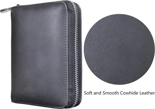 Vista 2 de Easyoulife Funda de cuero genuino para tarjetas de crédito RFID Travel Passport Wallet