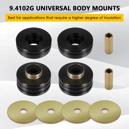 Vista 2 de 9.4102G - Cojinetes universales para montaje en el cuerpo, soportes y aisladores universales de poliuretano, incluyendo 4 arandelas, 2 fundas y 4