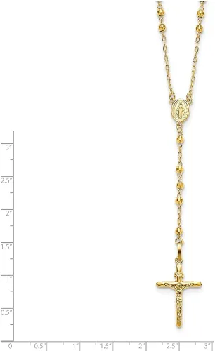 Vista 3 de Diamond2Deal Collar de rosario semisólido de oro amarillo de 14 quilates corte de diamante cuentas de 0118in joyería fina regalo para mujer Metal