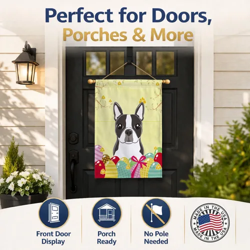 Vista 625 de Caroline's Treasures BB1923GF Bandera decorativa para jardín con diseño de Border Collie, para caza de huevos de Pascua, para jardín, jardín, patio