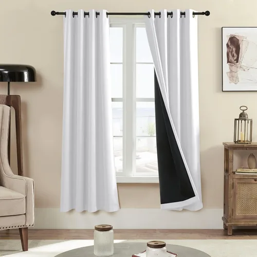 Vista 10 de Rutterllow - Cortinas 100% opacas, paneles de cortina con ojales, aislamiento térmico y bloqueo de luz para habitación y sala de estar