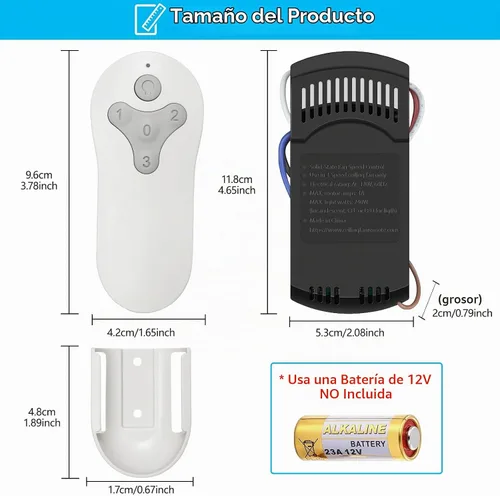 Vista 7 de Kit de Reemplazo Universal para Control Remoto de Ventilador de Techo Compatible con Harbor Breeze, Hunter, Hampton Bay, Atenuador de Luz de 3