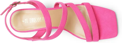 Vista 3 de DREAM PAIRS Sandalias de tacón grueso con tiras para mujer, sandalias de tacón bajo y puntera abierta, zapatos de fiesta