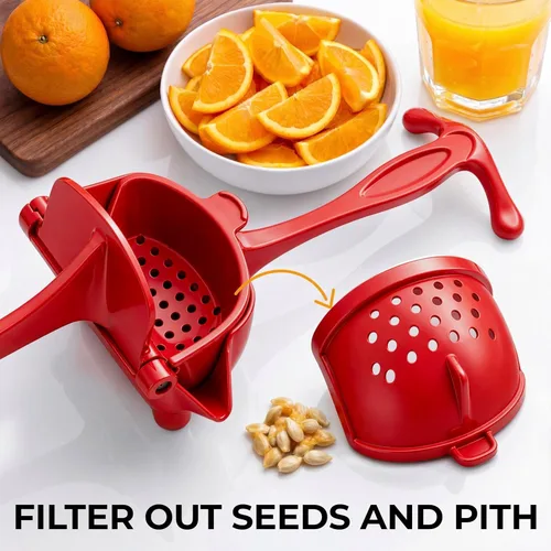 Vista 2 de Zulay - Exprimidor manual de frutas, exprimidor de jugos resistente con palanca desmontable y colador extraíble, prensa de frutas y exprimidor