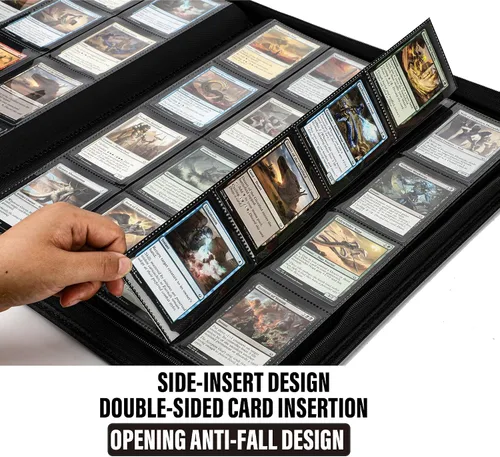 Vista 4 de Premium Carpeta con más de 1000 bolsillos, carpeta de álbum de 16 bolsillos sin anillas para cartas coleccionables con diseño de etiqueta, carpeta