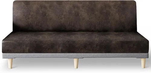Vista 27 de molasofa - Funda elástica para futón de aspecto de cuero, cubierta para sofá sin brazos, protector de muebles con parte inferior elástica, funda