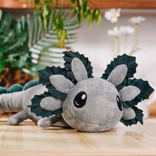 Vista 4 de Animales de peluche de ajolote con peso de 30 pulgadas para adultos y niños, 5 libras de peso grande, animales de regazo de ajolote de peluche