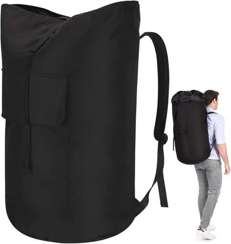 Vista 10 de Mochila para lavandería, 115L, resistente, extra grande, bolsa de ropa sucia con correas para el hombro, bolsa de ropa sucia con cierre de cordón