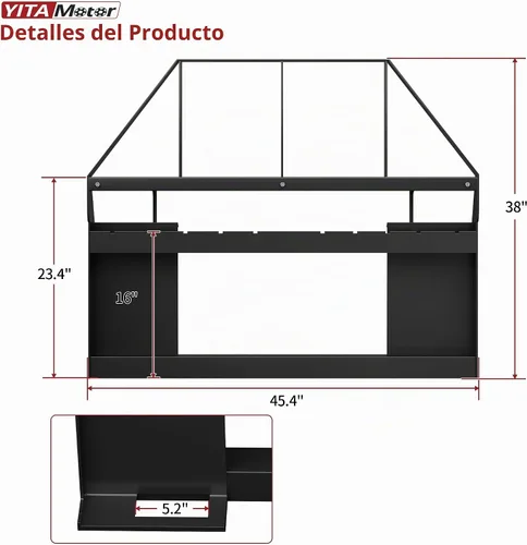 Vista 8 de YITAMOTOR Accesorio universal para horquilla de palet de 4000 libras, marco Negro