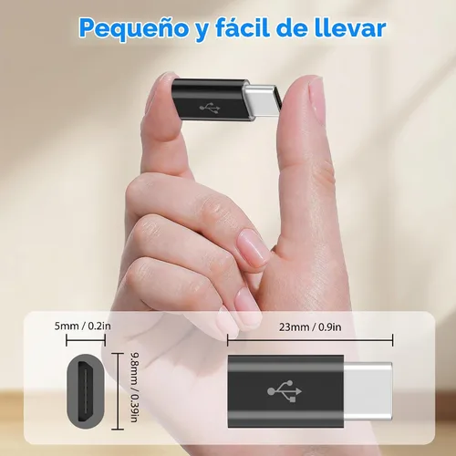 Vista 5 de Paquete de 4 adaptadores micro USB a USB C, adaptador Micro-USB hembra a USB-C macho OTG compatible con Samsung Galaxy S10 S9 S8 Plus Note 9 8