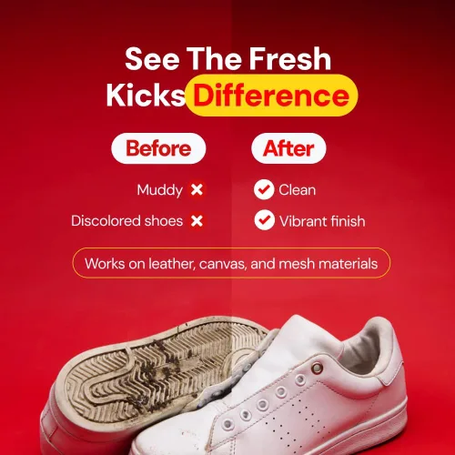 Vista 3 de FRESH KICKS Sneaker Cleaning Kit, Foaming Cleaner & Brush – Restores White Sneakers, Suede, Canvas, & Leather