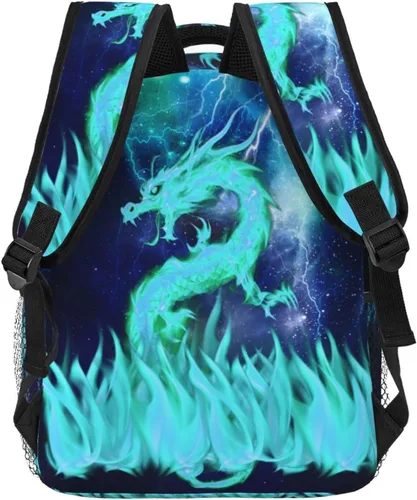 Vista 4 de Giwawa Cyan Dragon - Mochila para niños y niñas, con iluminación genial para 2, 3, 4, 5 y 6 grado, mochilas de animales de regreso a clases